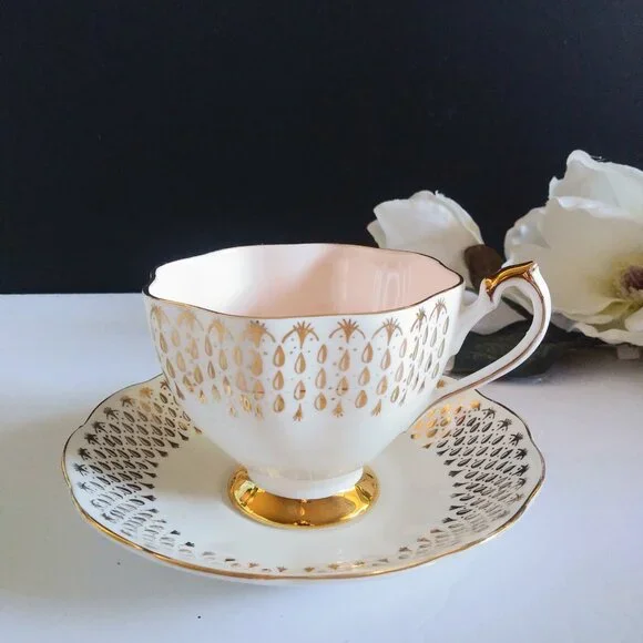 Queen Anne Bone China Tea Cup Pink Gold - Picture 2 of 16